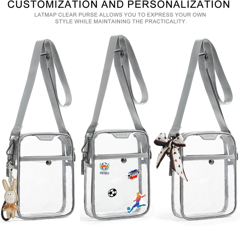 LATMAP Clear bags Stadium Approved Crossbody Sling Bag Fanny Pack Backpack Purses for Women Men Belt bag for stadium events - Image 4